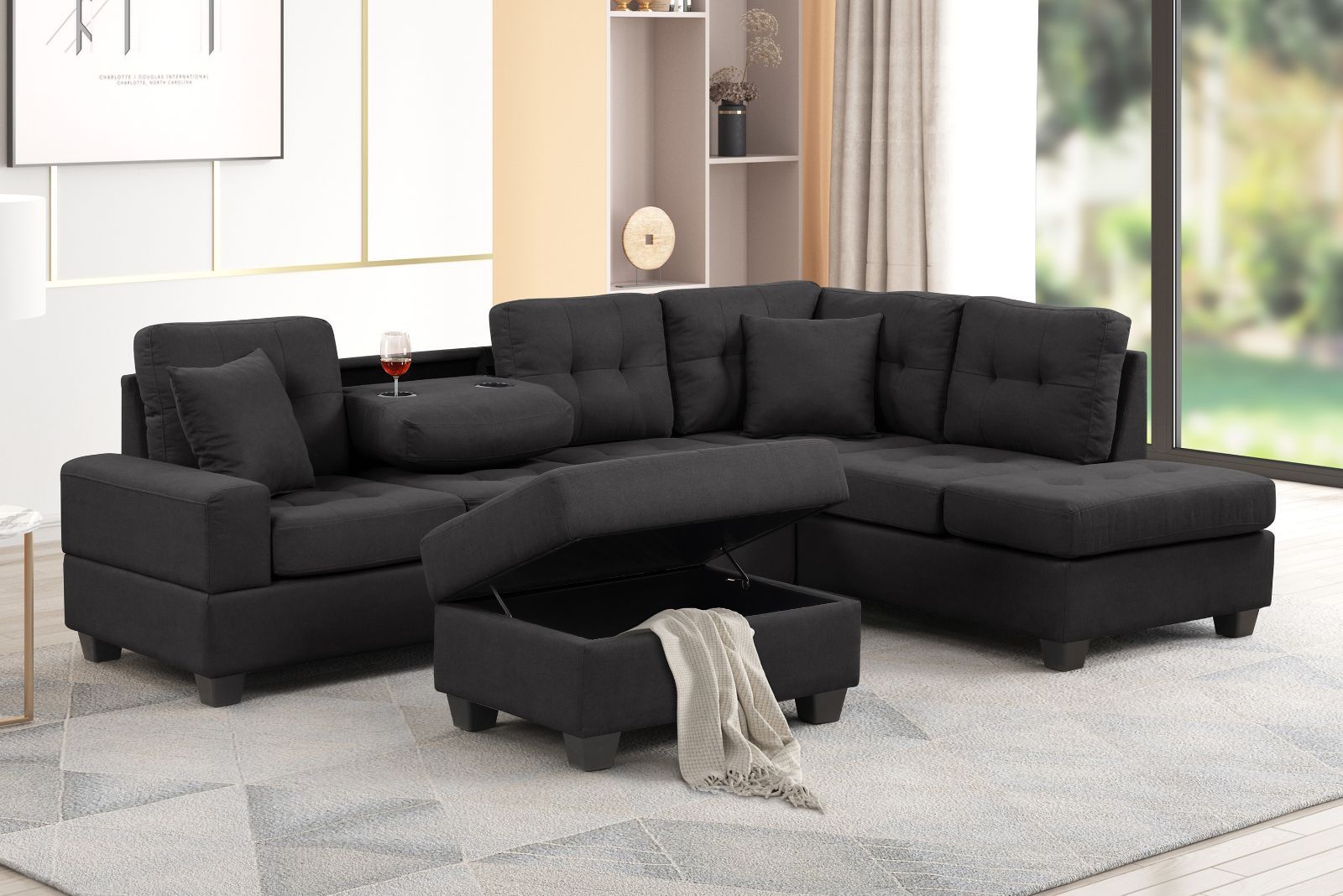 $450 Sectional Reversible With Ottoman