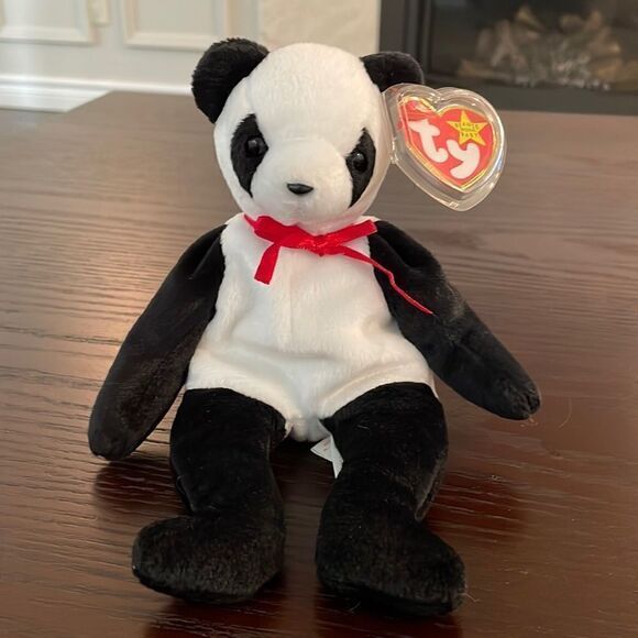 Fortune the Panda Bear Ty 1999 Vintage Original Beanie Baby PE Pellets 9”