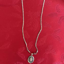 14k chain and rose mary pendant