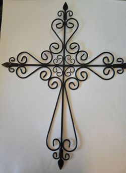 Large Wrought Iron Decorative Wall Cross – Rustic Spanish Farmhouse Decor