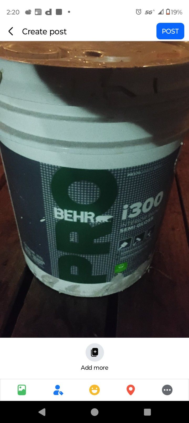 Behr Pro 5 Gallon  Interior Semi Gloss