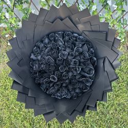 75 Black Glitter Roses Bouquet 
