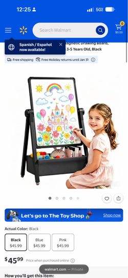 Kids Magnetic Drawing Board Easel, Black