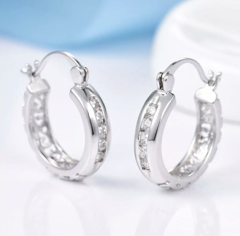 Party Charms Crystal Round Hoop Earrings with velvet gift bag