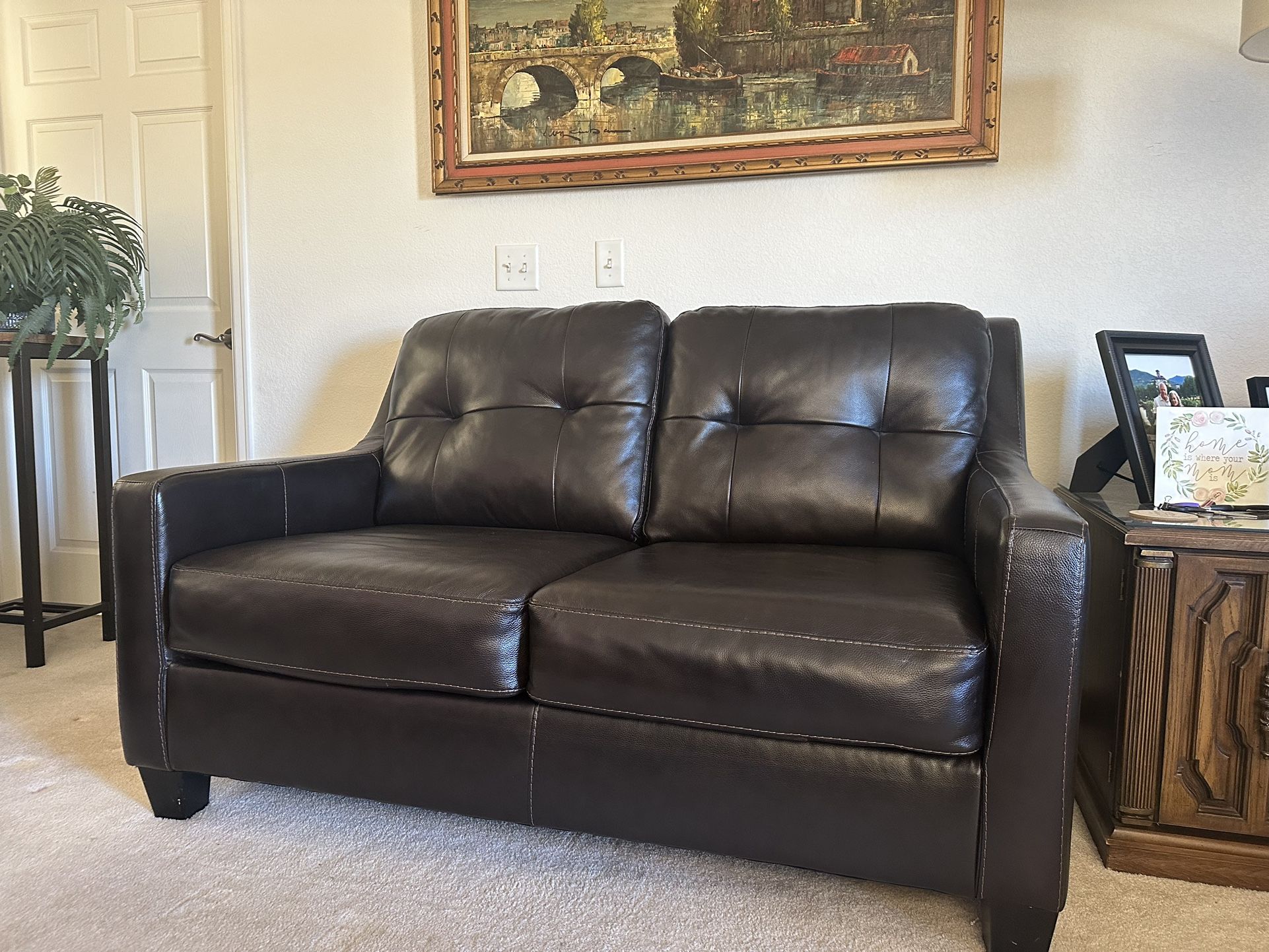 Ashley Furniture Brown Leather Loveseat 