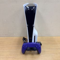 PLAYSTATION 5 SLIM DISC VERSION 1TB W/PURPLE CONTROLLER & POWER/HDMI CORDS