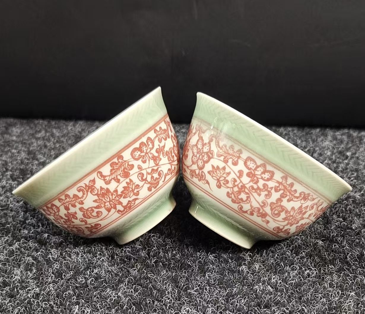 A pair of small Chinese teacups with mark