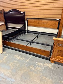 Metal and wood king bed (in store)