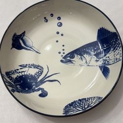 Beautiful Large Ceramic Sea Life Serving  Bowl 