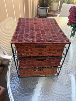 Wicker table top 3 drawer organizer