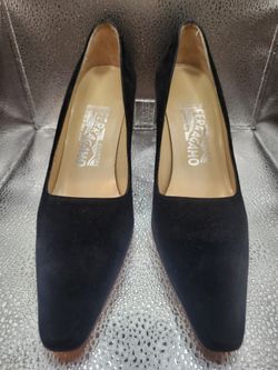 Salvatore Ferragamo Black Suede Heels 8.5