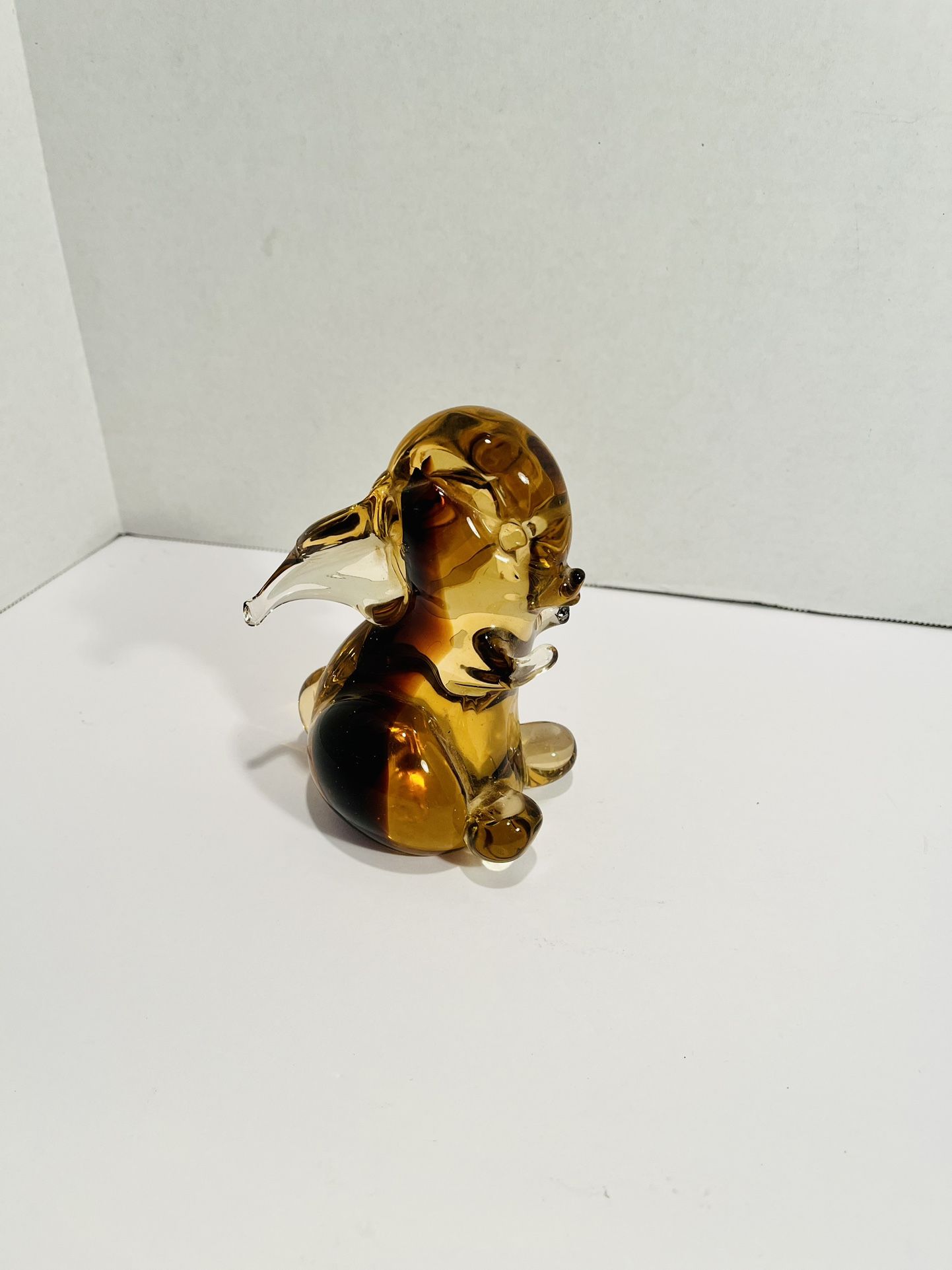 Vtg Amber Glass Bunny Rabbit Figure Figurine Paperweight