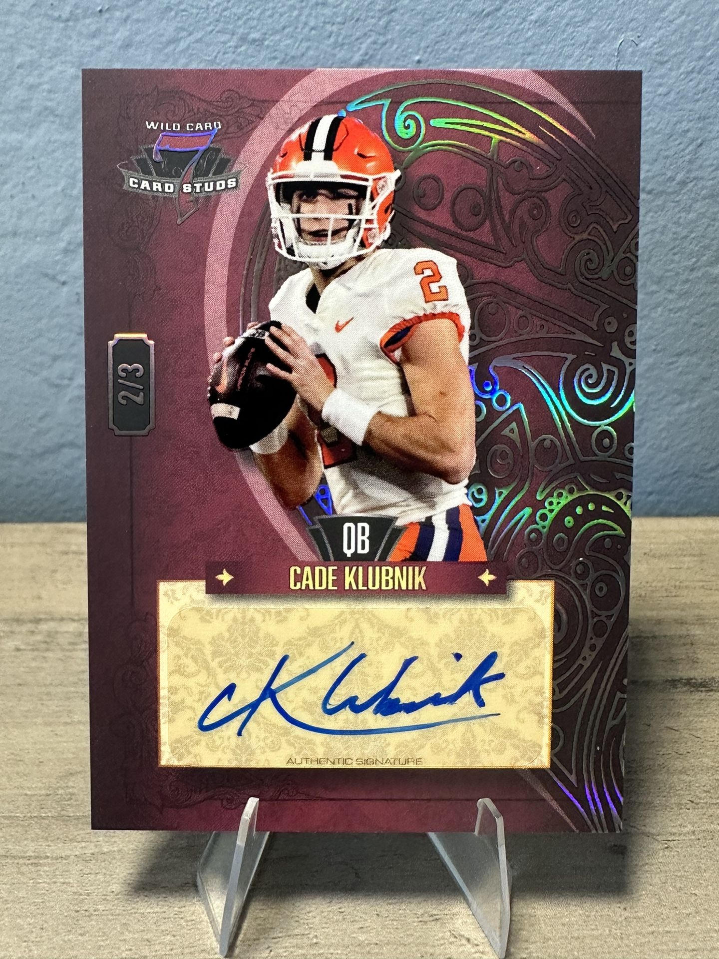 2023 Wild Card 7 Card Studs Blue Auto Cade Klubnik RC SSP #2/3 Clemson Tigers