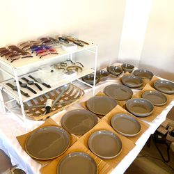 🔥 New Over & Back 16-Piece Dinnerware Set – Modern Blue/Gold – Full Set