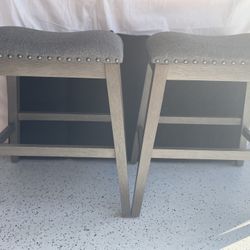 Gray Backless Upholstered Pub Stools-2 