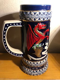 Ceramic Beer Stein with Dragon Design