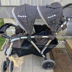 Dream On Me Double Stroller Black/Gray With Storage
