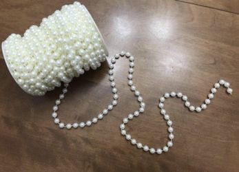 22 yards Acrylic Pearl Spool Beads for Wedding Favor Bridal Bouquet Party Decoration (Ivory)