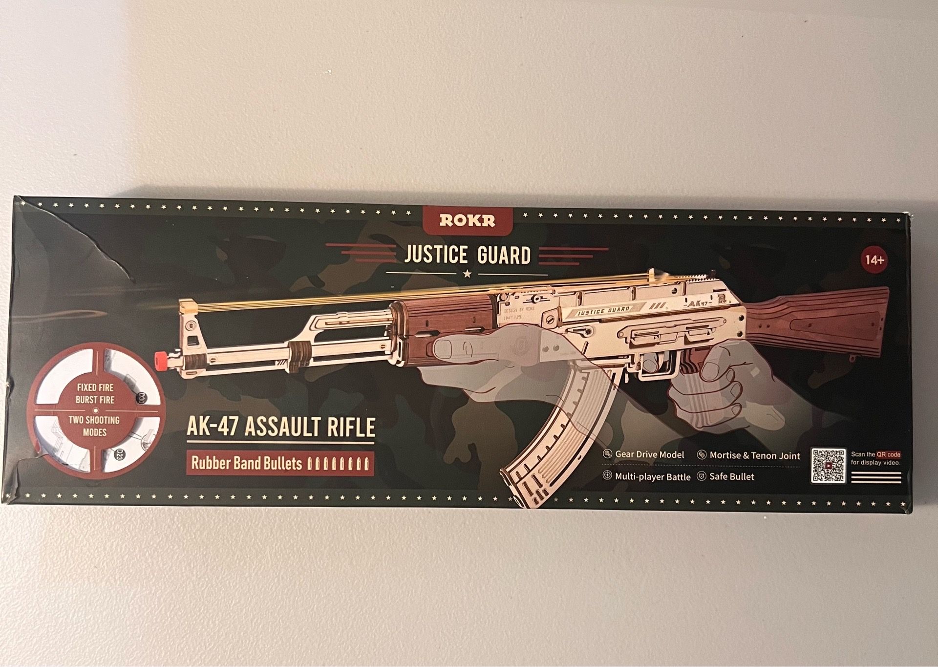 ROKR AK-47 Wooden Puzzle Rubber Band Assault Rifle