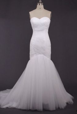 New mermaid white wedding gown bride dress