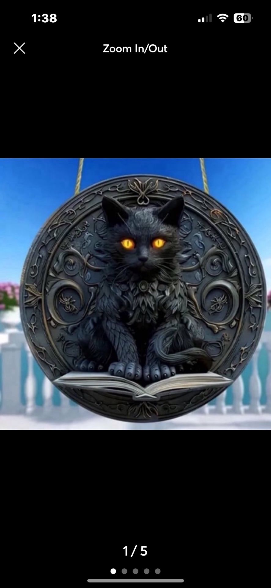 Black Cat Reading A Book 2 Sided Acrylic Suncatcher With 2 Hanging Ropes