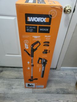 Worx trimmer and blower combo with 2 batteries and charger kit