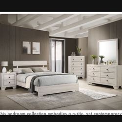 4- Pc Bedroom set Dresser,Mirror Nightstand (1) Queen size bed frame Not including Mattress and Box Sp