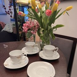 Fine China Coffee Set (1 Cup Missing) 