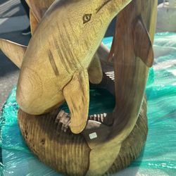 Hand Carved Dolphin Centerpiece 
