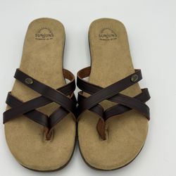 G.H. Bass Sunjuns Shoes Womens Size 7M Brown Leather Sharon Sandals Comfort New