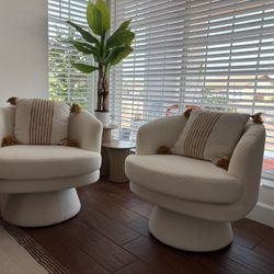 Set Of 2 New Boucle Fabric Chairs 