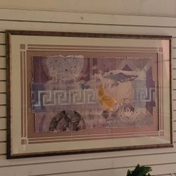 Large Framed Abstract Classical Motif Collage Art Print