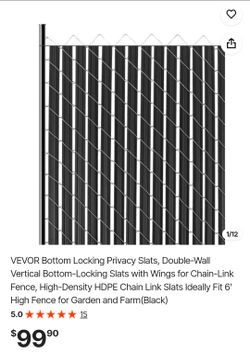 VEVOR Black Privacy Slats for Chain-Link Fence