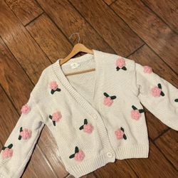 Knitted Cardigan Sweater Medium 
