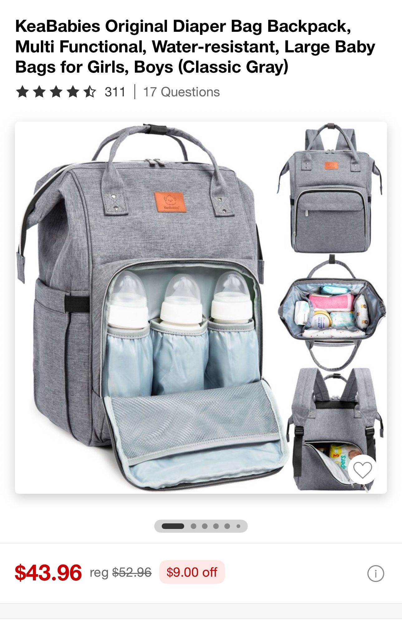 NEW Kia baby diaper bag with tag