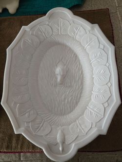 Milk Glass Wolf  Platter