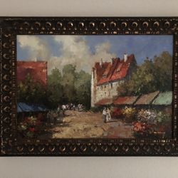 Beautiful Hand Painted Art (Varny Street Sene) On Canvas With Beautiful Frame Size 43 X 33 Real Value $1759