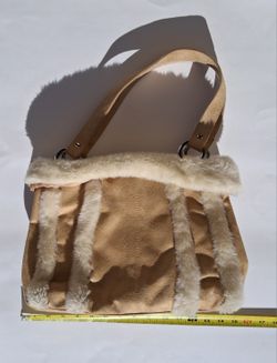 Bath & Body Works suede and faux fur trim shoulder bag. 