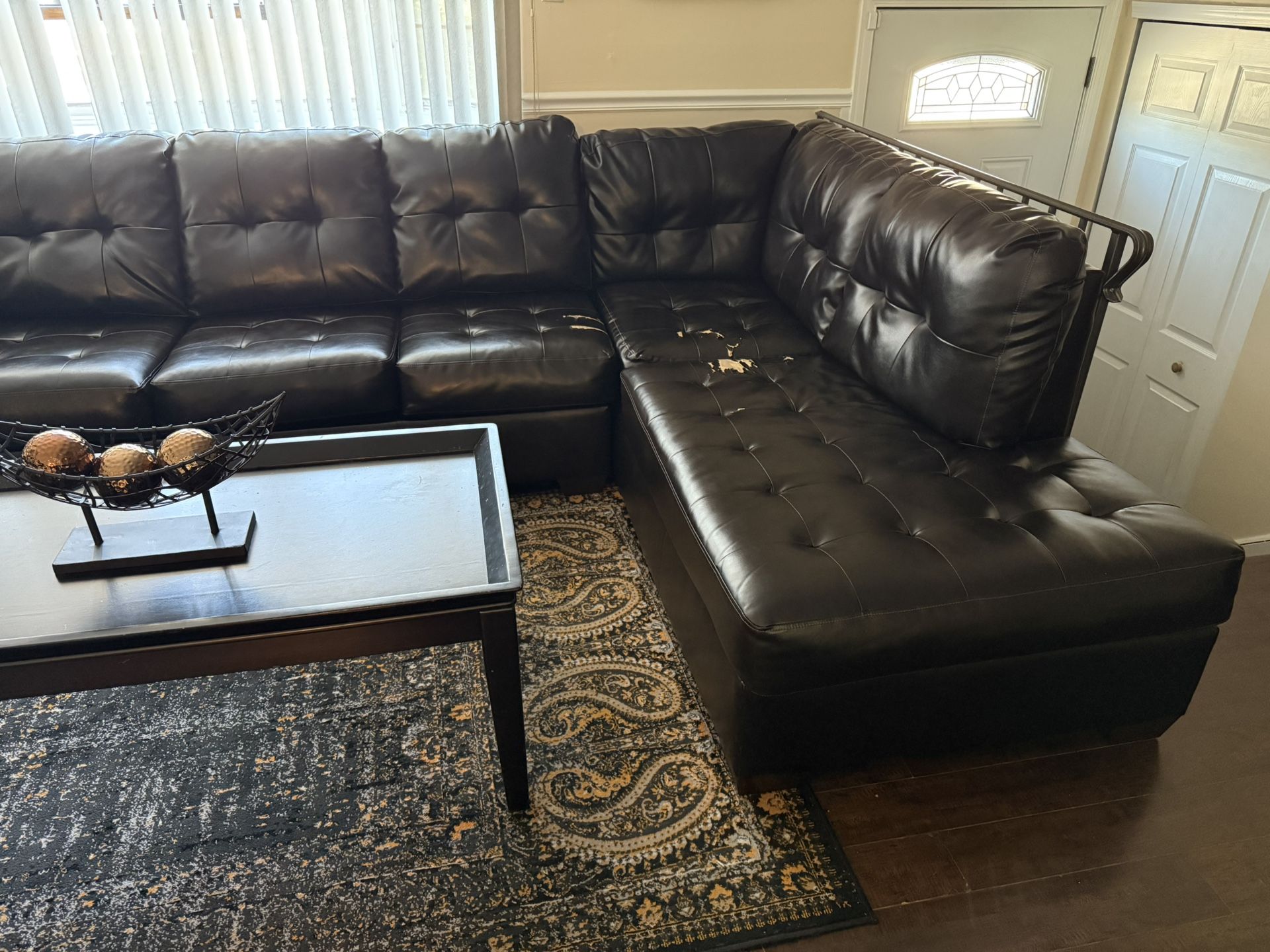 Ashley’s Furniture Dark Brown Leather Sectional