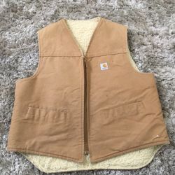 Mens Carhartt Khaki Duck Lined  Vest XL 