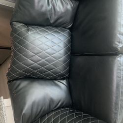 Black Leather 2 Piece Couch Set