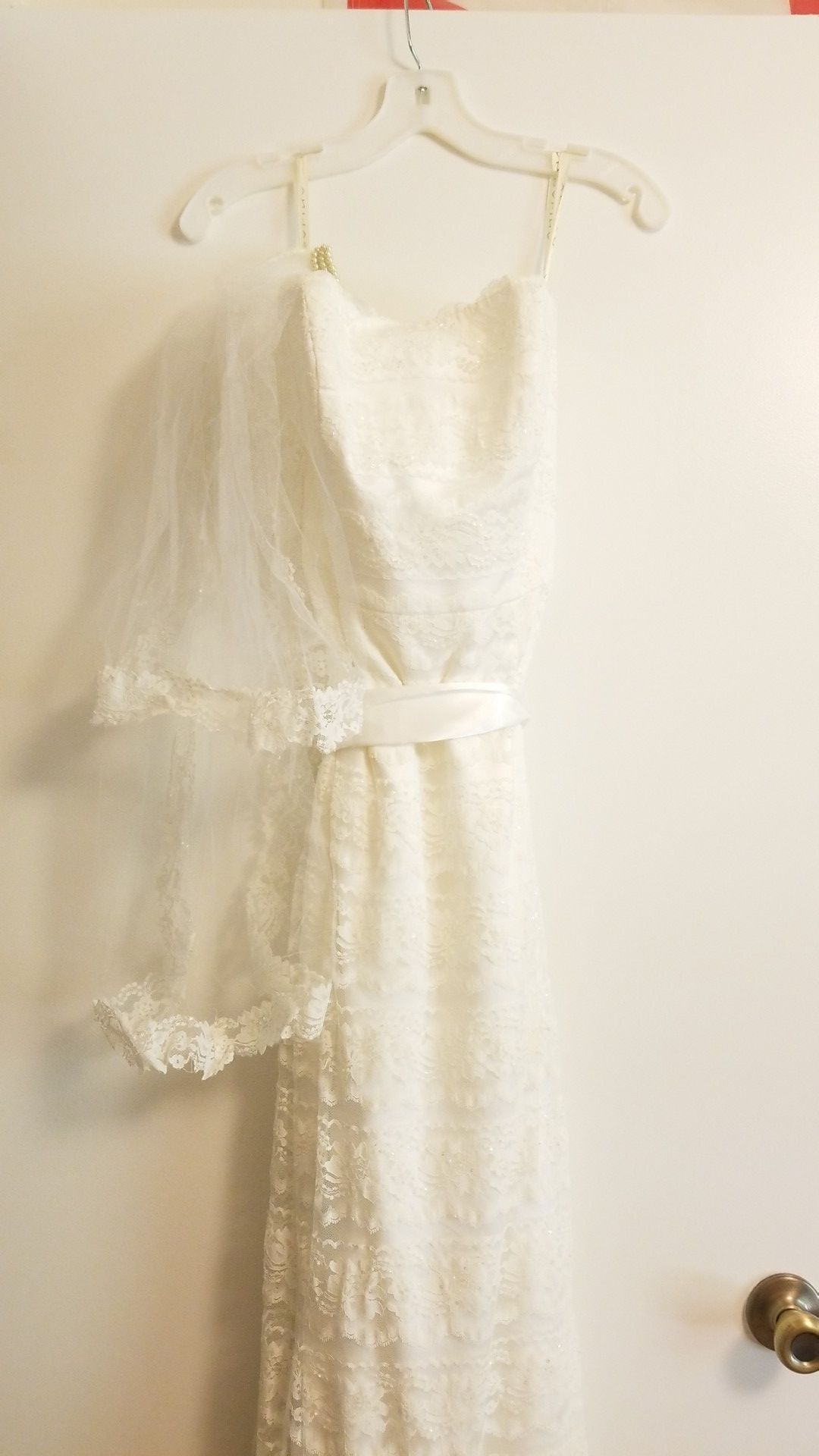 Galina Lace wedding dress with matching veil