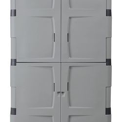  Rubbermaid Freestanding Storage Cabinet, Five Shelf with Double  Doors, Lockable, Large, 690-Pound Capacity, Gray, For Garage/Outdoor,  Garden Tools/Toys/Power Tools/Pool Accessories : Home & Kitchen