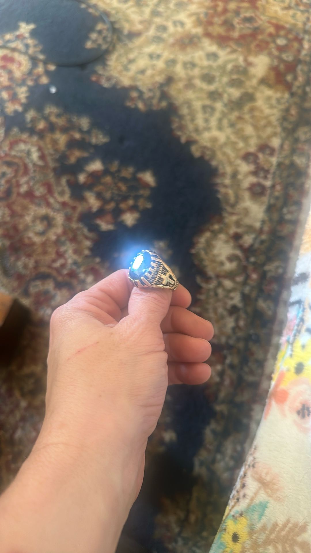 Mark Jacobs Stainless Steel/Gold Plated  Men’s Ring With Cross 