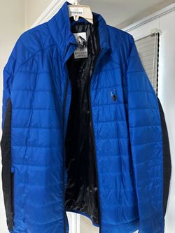 Spyder jacket men's sz LG Puffer blue full zip outdoor quilted