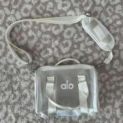 Alo White Mini Sheer Duffle Bag $85 **READ DESCRIPTION**