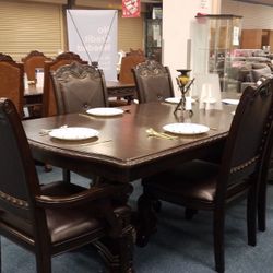 Kiera Brown Formal Dining Set / Dining table and Chairs