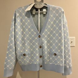 CLOUD BLUE MONOGRAM CARDIGAN EllandEmm