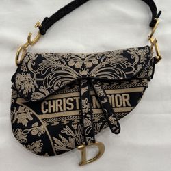 Dior Saddle Bag Oblique Oriental Embroidery Leather Handbag