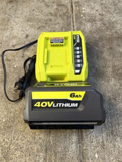 RYOBI 40V Lithium-lon 6.0 Ah Battery and Rapid Charger Starter Kit